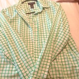 Green &white long sleeve shirt